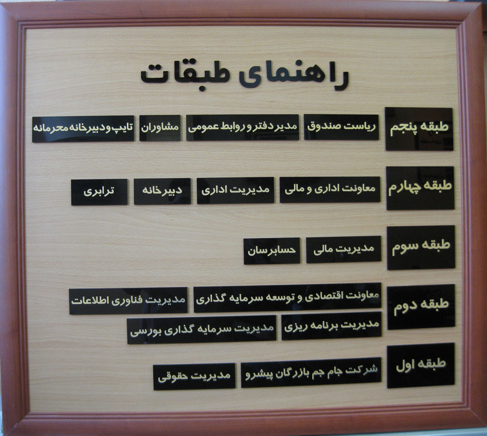 نمونه تابلو راهنمای طبقات